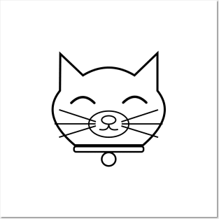 Cat Face Line Art Posters and Art